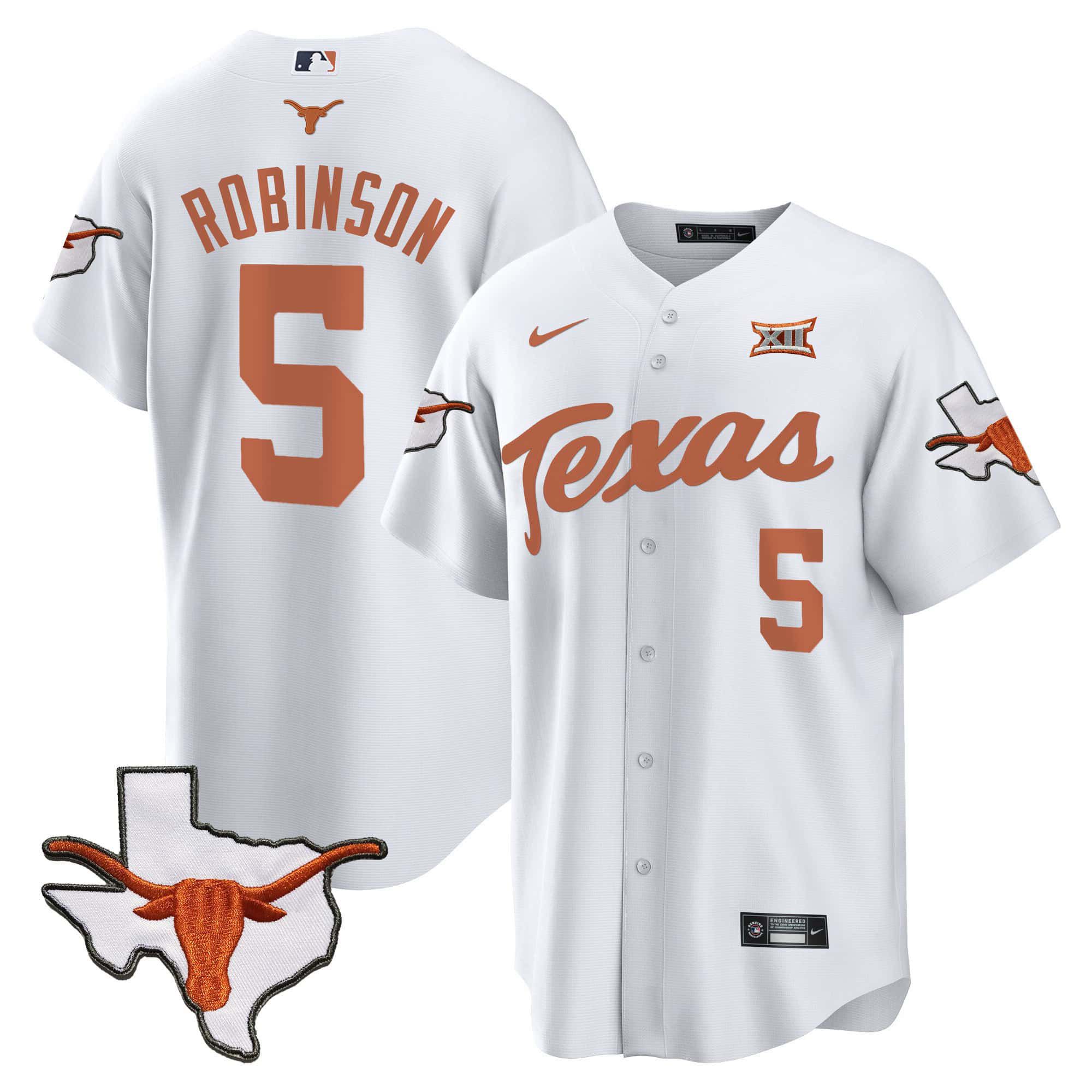 Men Texas Longhorns #5 Robinson White 2024 Baseball NCAA Jersey